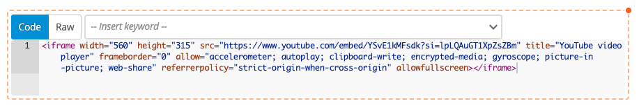 pasted embed code