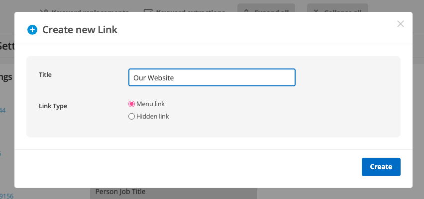 create a new link asset