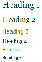 Headings on the WI website