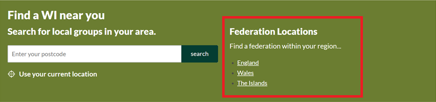 Find a WI near you search box